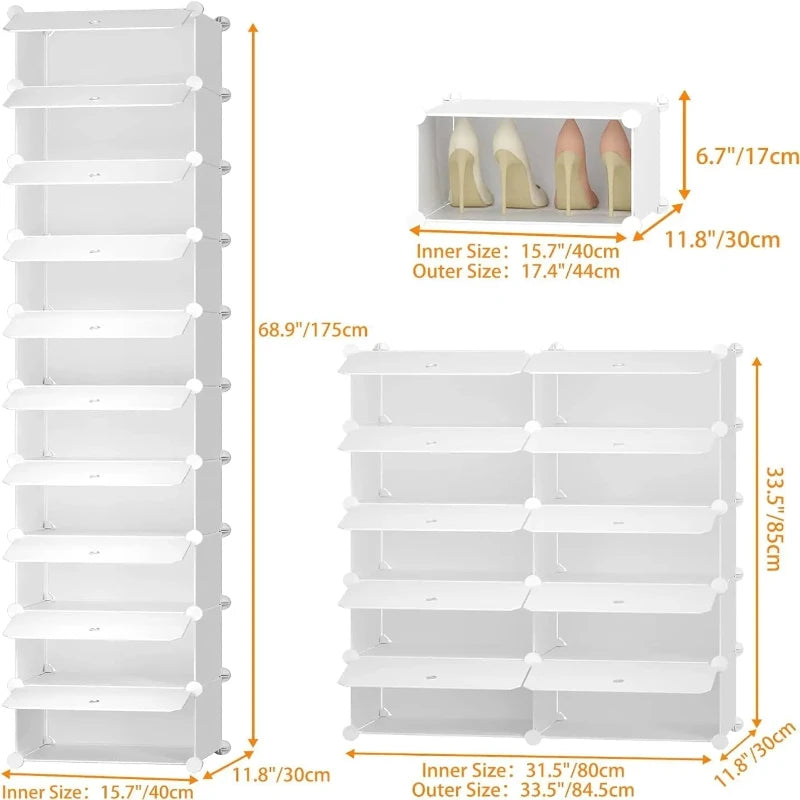 Narrow Shoe Shelf Cabinet for Entryway and Closet