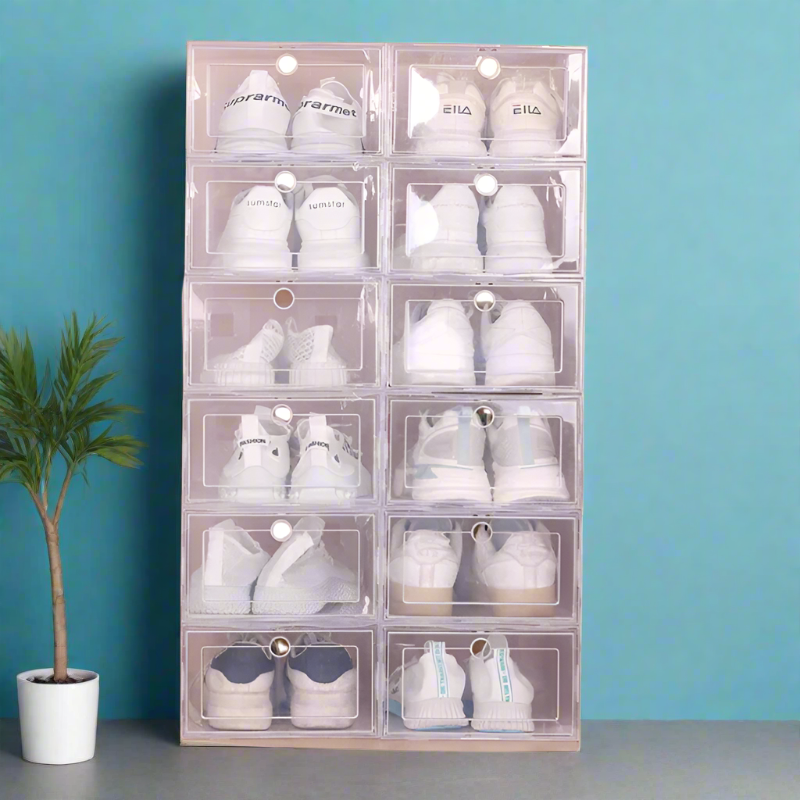 Clear Stackable Shoe Storage Boxes for Under the Bed