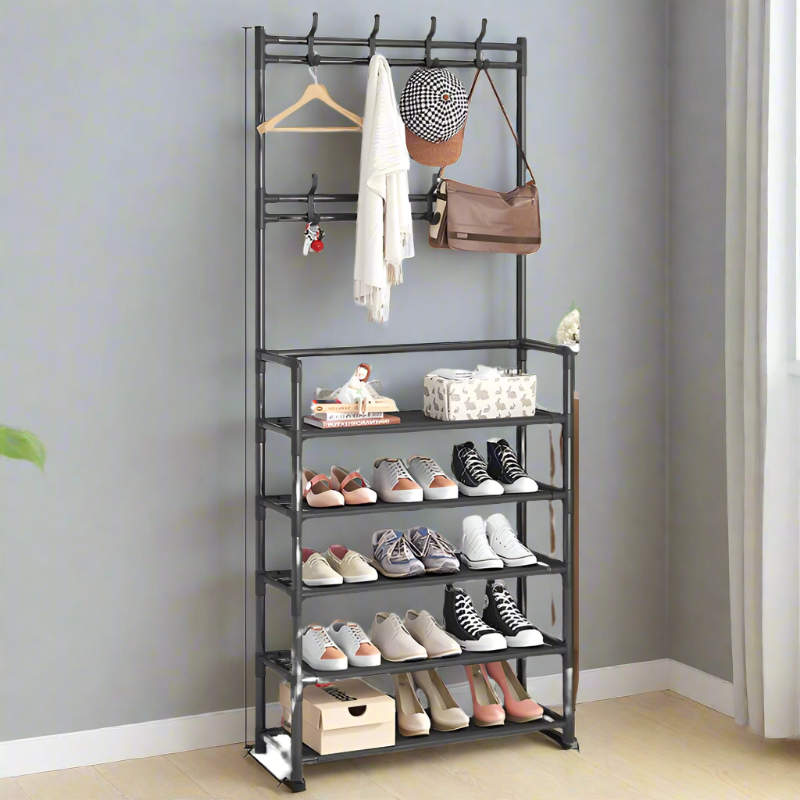 Multi-Functional Nordic Coat Rack with Shoe Storage