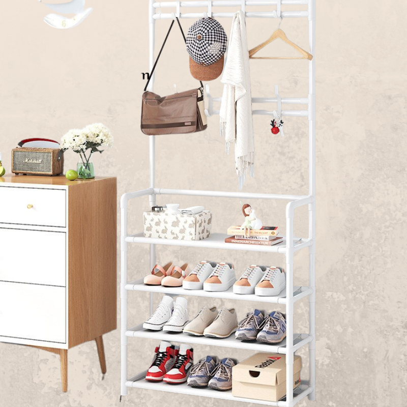 Multi-Functional Nordic Coat Rack with Shoe Storage