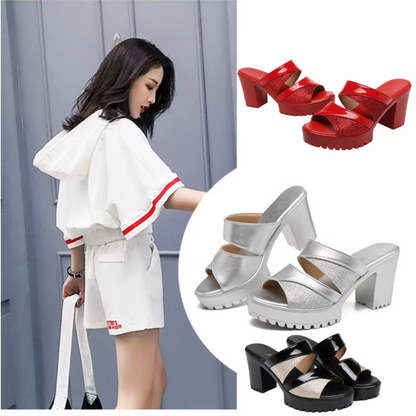 FlexiCare Orthopädische Sandalen Blockabsatz Bequem Damen