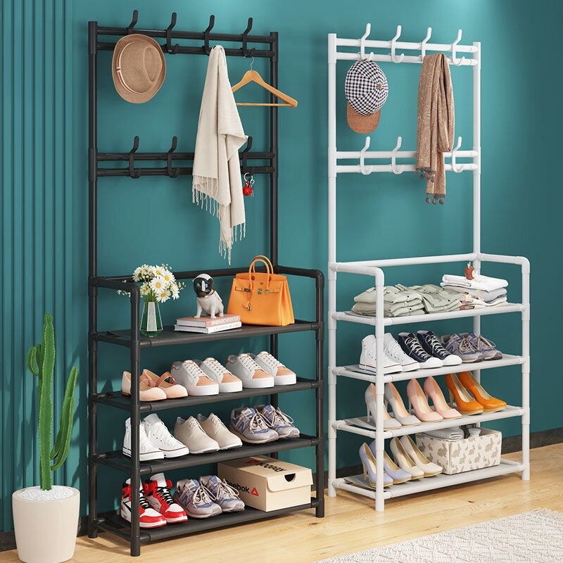 Multi-Functional Nordic Coat Rack with Shoe Storage