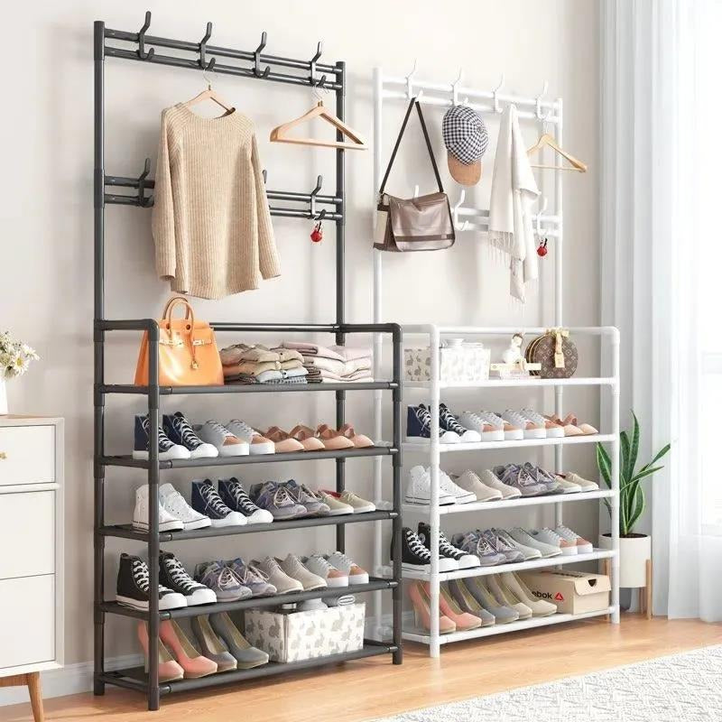 Multi-Functional Nordic Coat Rack with Shoe Storage